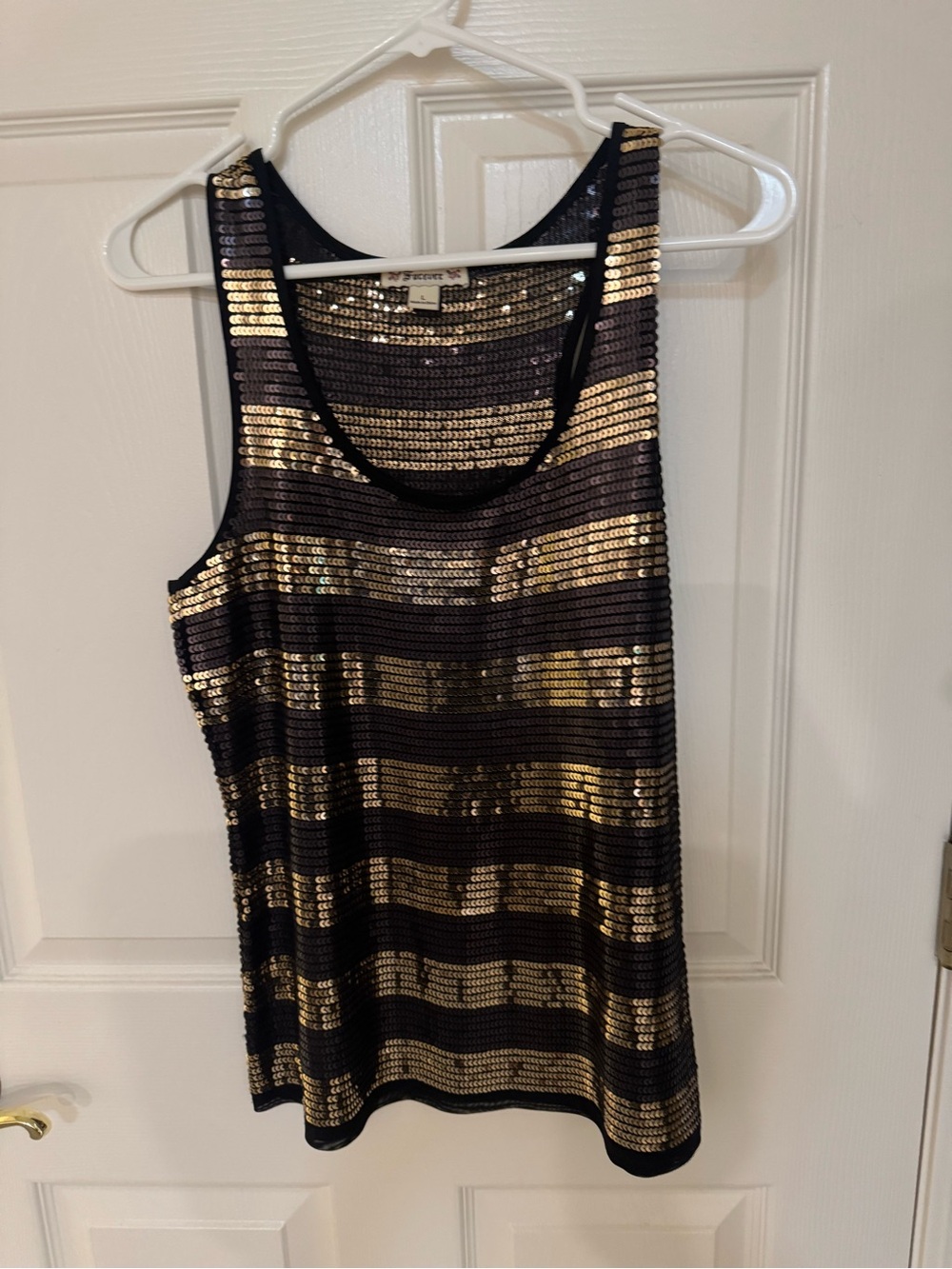 Gold and Black Sequin Tank Top - Women. Large worn once